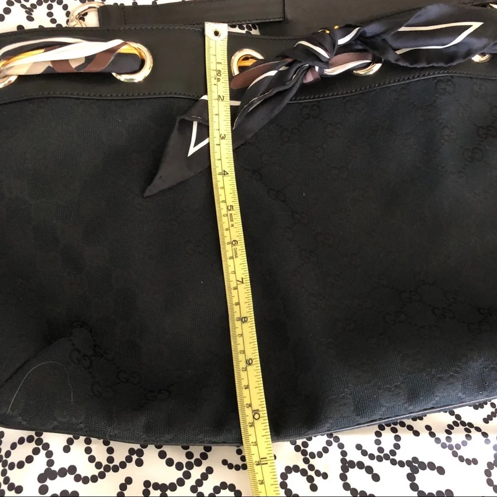 Gucci Scarf Trim Black Canvas Bag - Picture 12 of 12